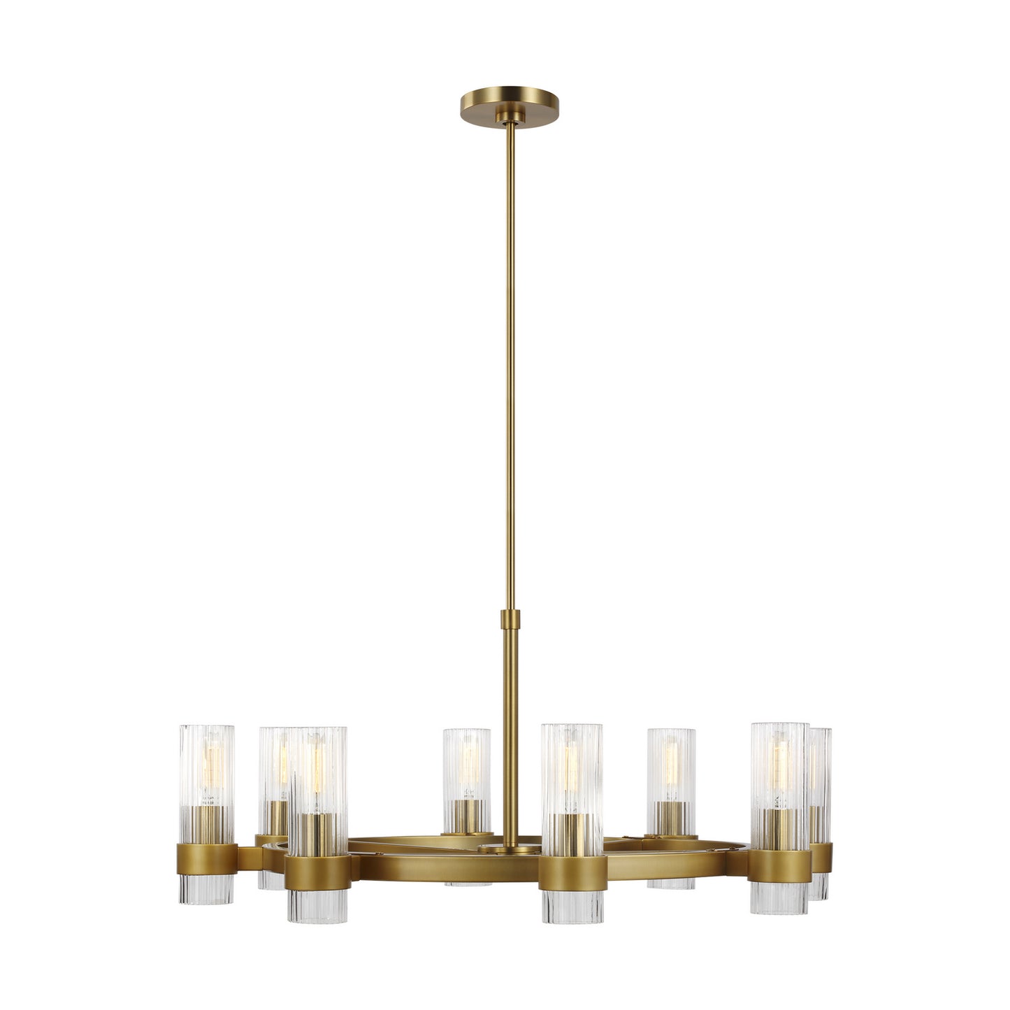 Geneva Eight Light Chandelier in Burnished Brass