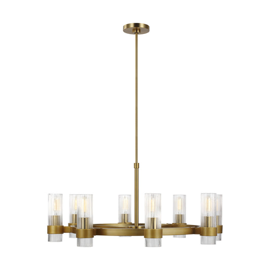 Geneva Eight Light Chandelier in Burnished Brass
