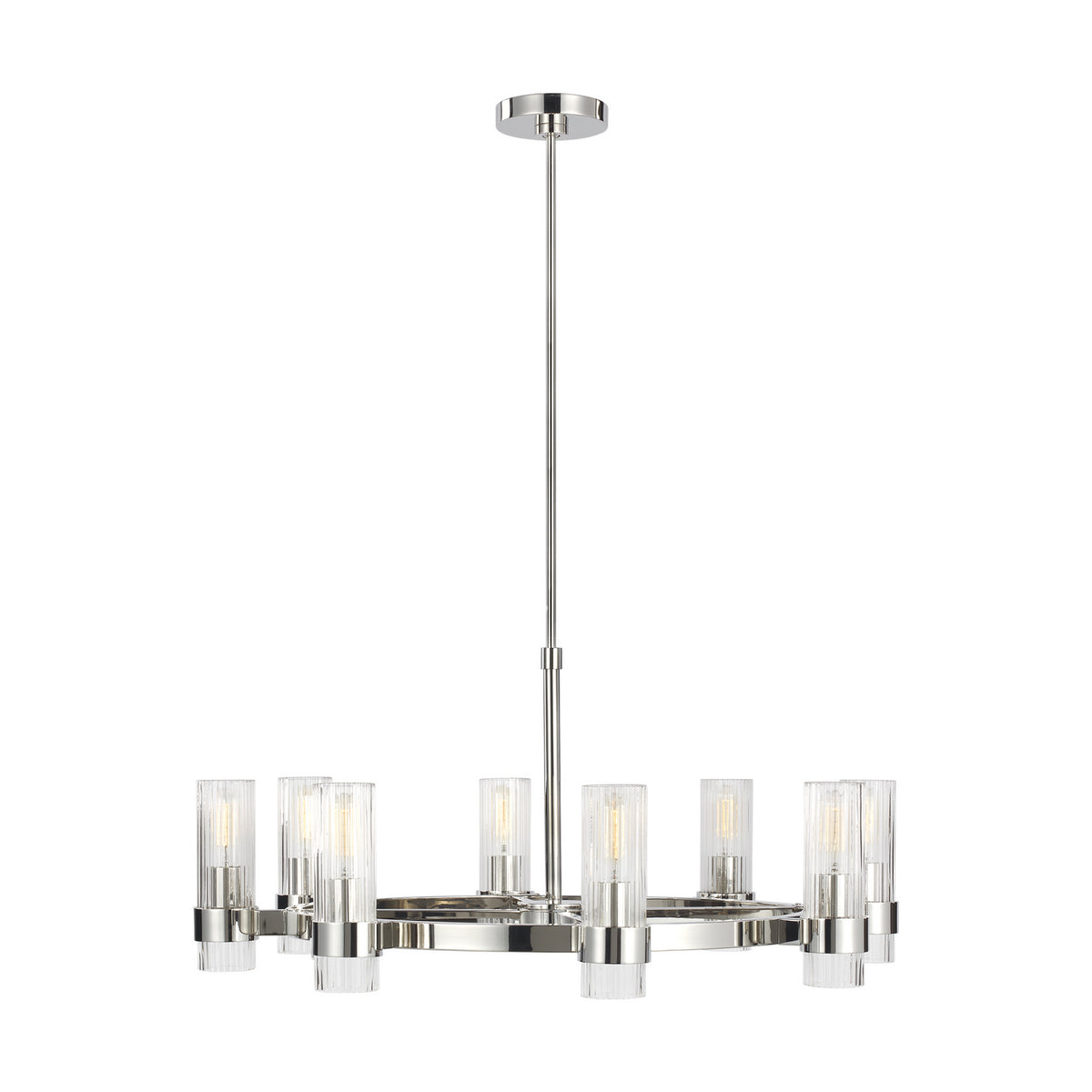 Geneva Eight Light Chandelier in Polished Nickel