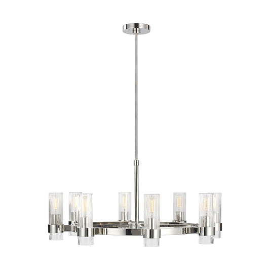 Geneva Eight Light Chandelier in Polished Nickel