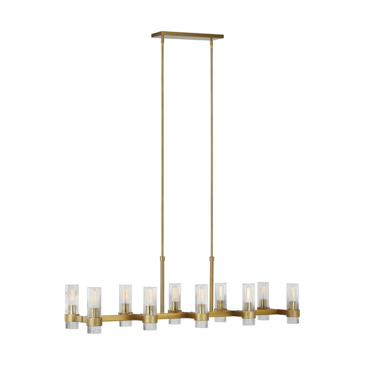 Geneva Ten Light Chandelier in Burnished Brass