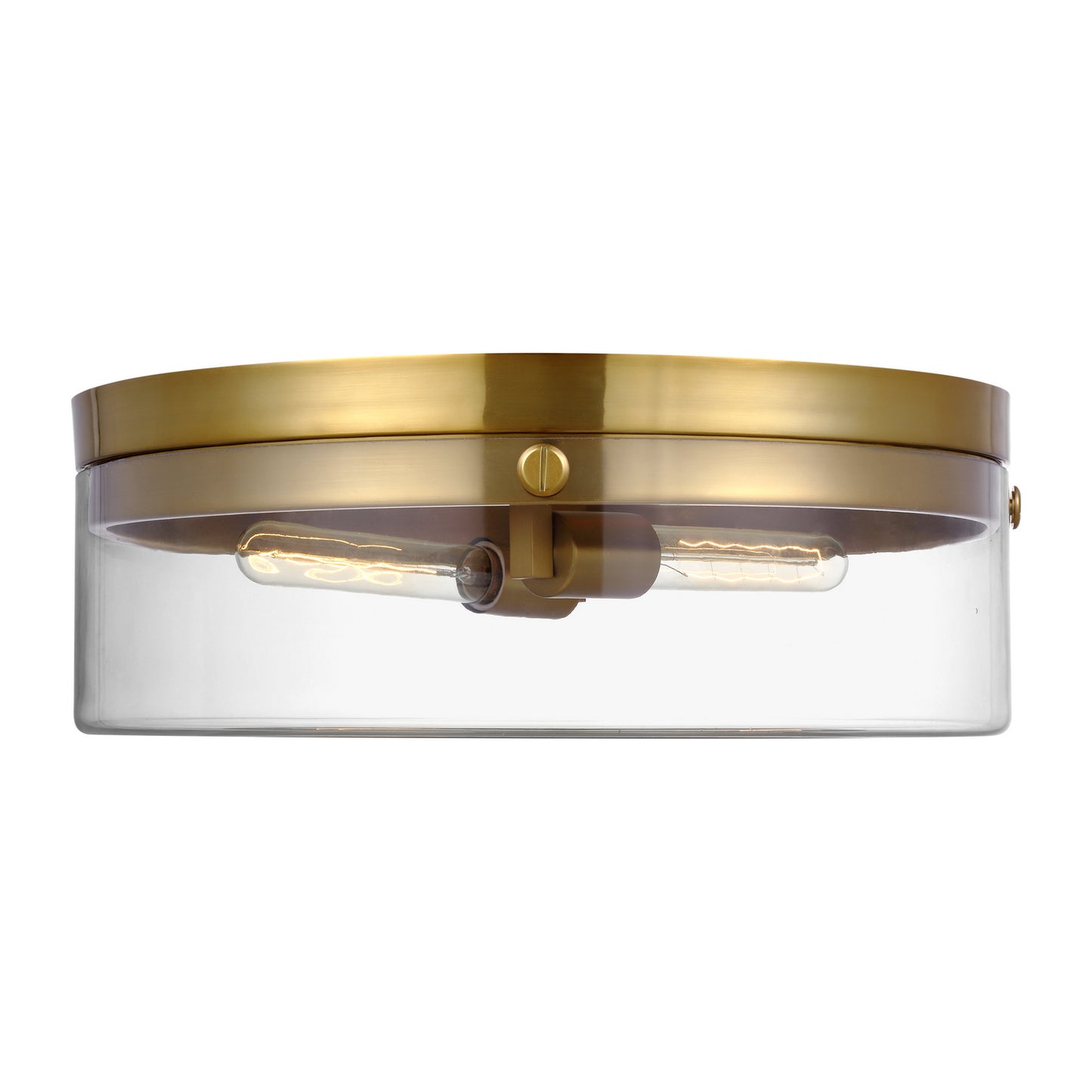 Garrett Two Light Flush Mount in Burnished Brass