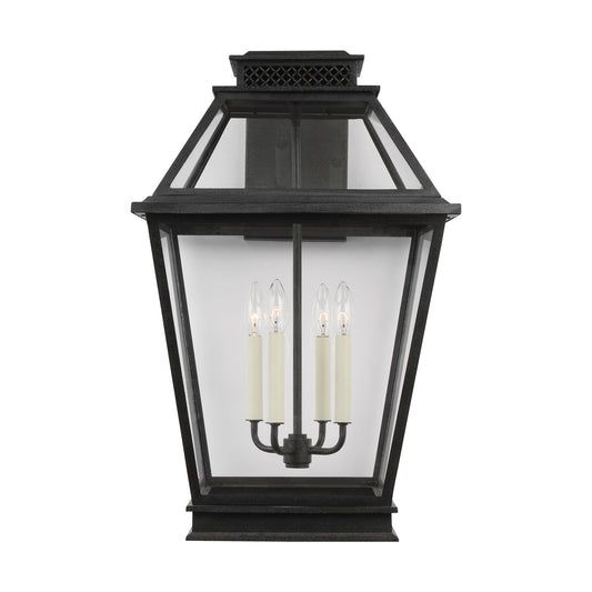 Falmouth Four Light Outdoor Wall Lantern in Dark Weathered Zinc