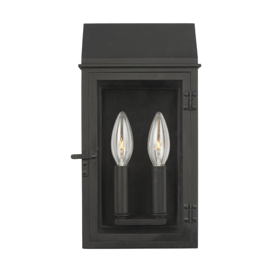 Hingham Two Light Outdoor Wall Lantern in Textured Black