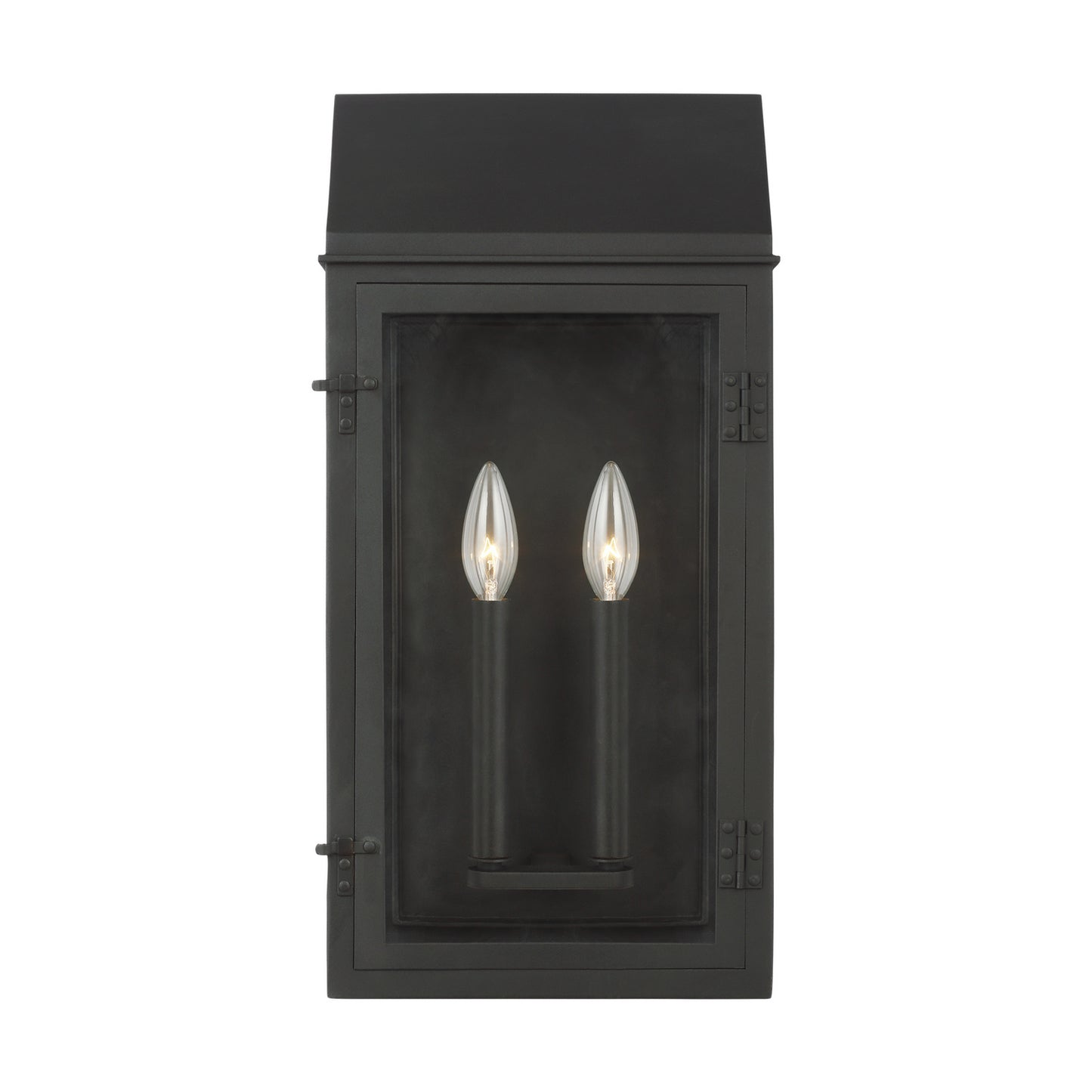 Hingham Two Light Outdoor Wall Lantern in Textured Black
