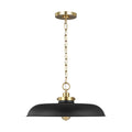 Wellfleet One Light Pendant in Midnight Black and Burnished Brass