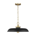 Wellfleet One Light Pendant in Midnight Black and Burnished Brass