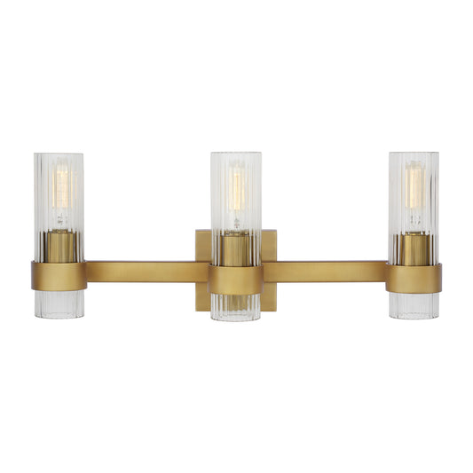 Geneva Three Light Vanity in Burnished Brass