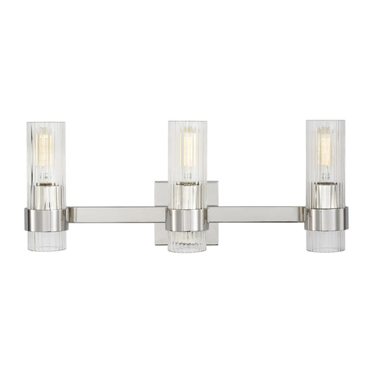 Geneva Three Light Vanity in Polished Nickel