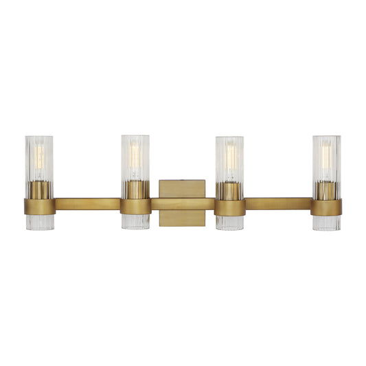 Geneva Four Light Vanity in Burnished Brass