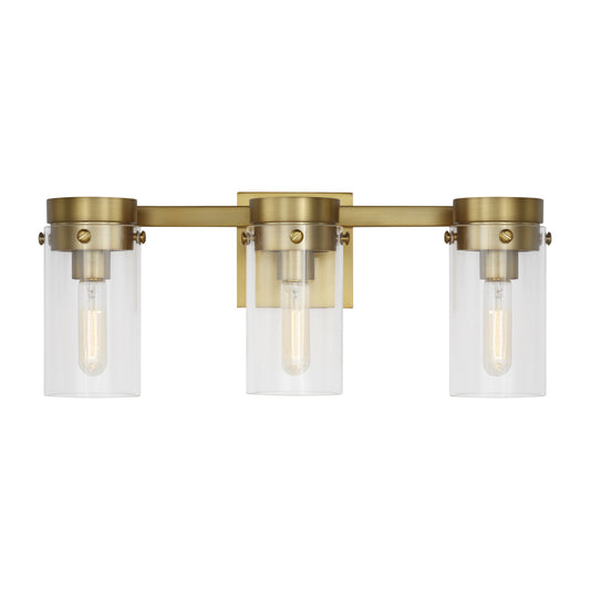 Garrett Three Light Vanity in Burnished Brass