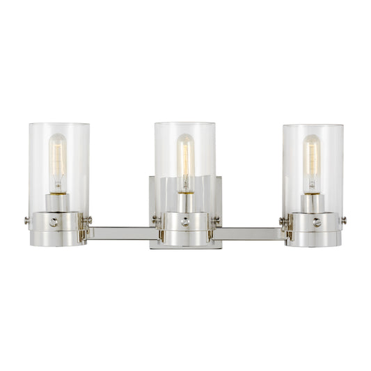 Garrett Three Light Vanity in Polished Nickel