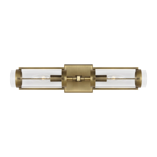 Flynn Two Light Wall Sconce in Time Worn Brass