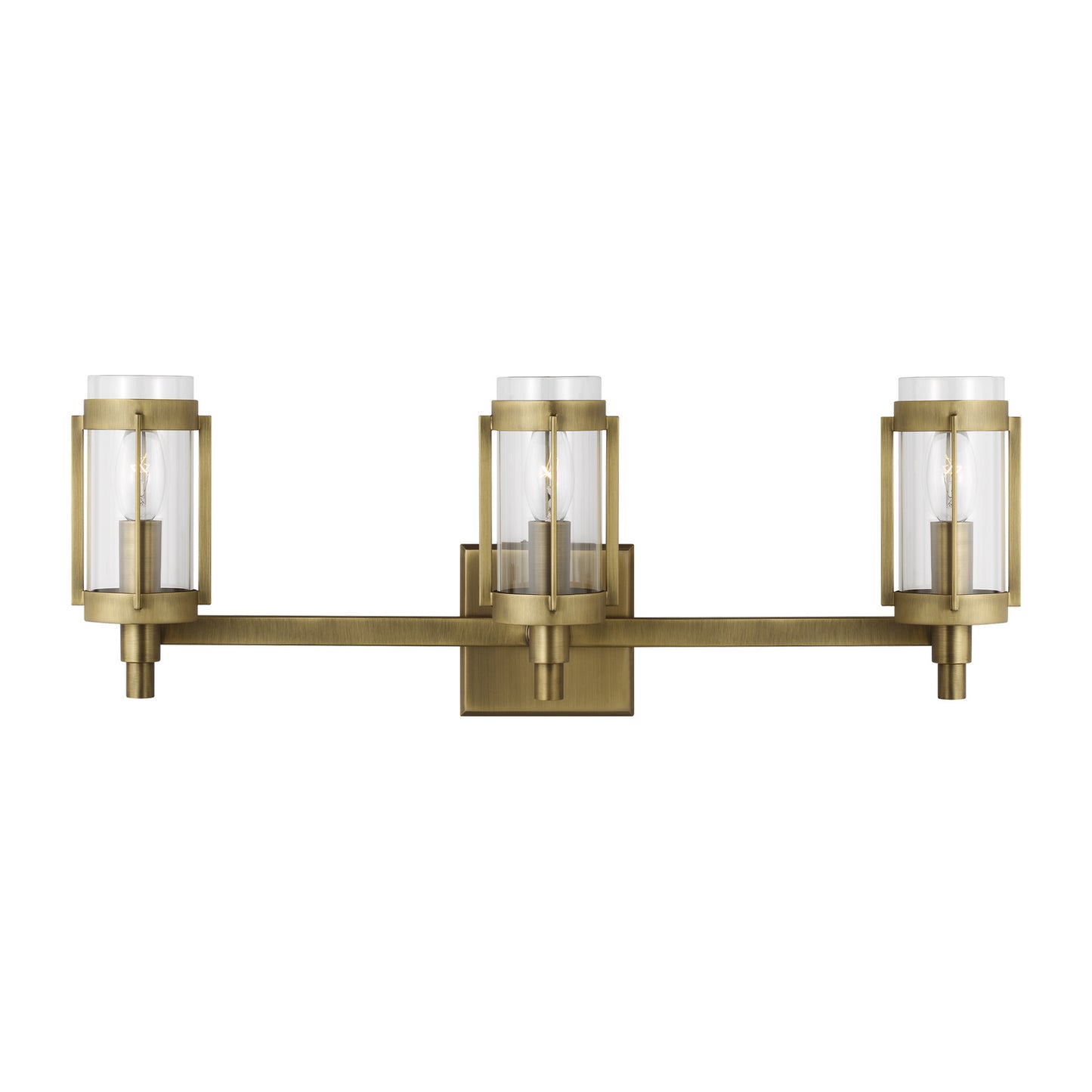 Flynn Three Light Vanity in Time Worn Brass