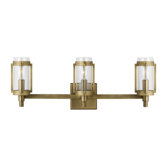 Flynn Three Light Vanity in Time Worn Brass