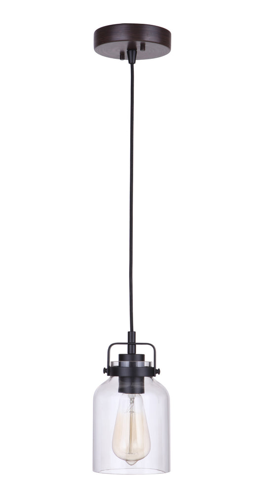 Foxwood One Light Mini Pendant in Flat Black / Dark Teak