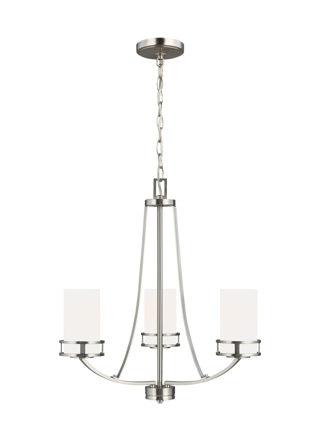 Robie Three Light Chandelier in Brushed Nickel