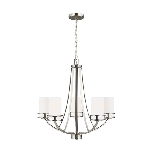 Robie Five Light Chandelier in Brushed Nickel