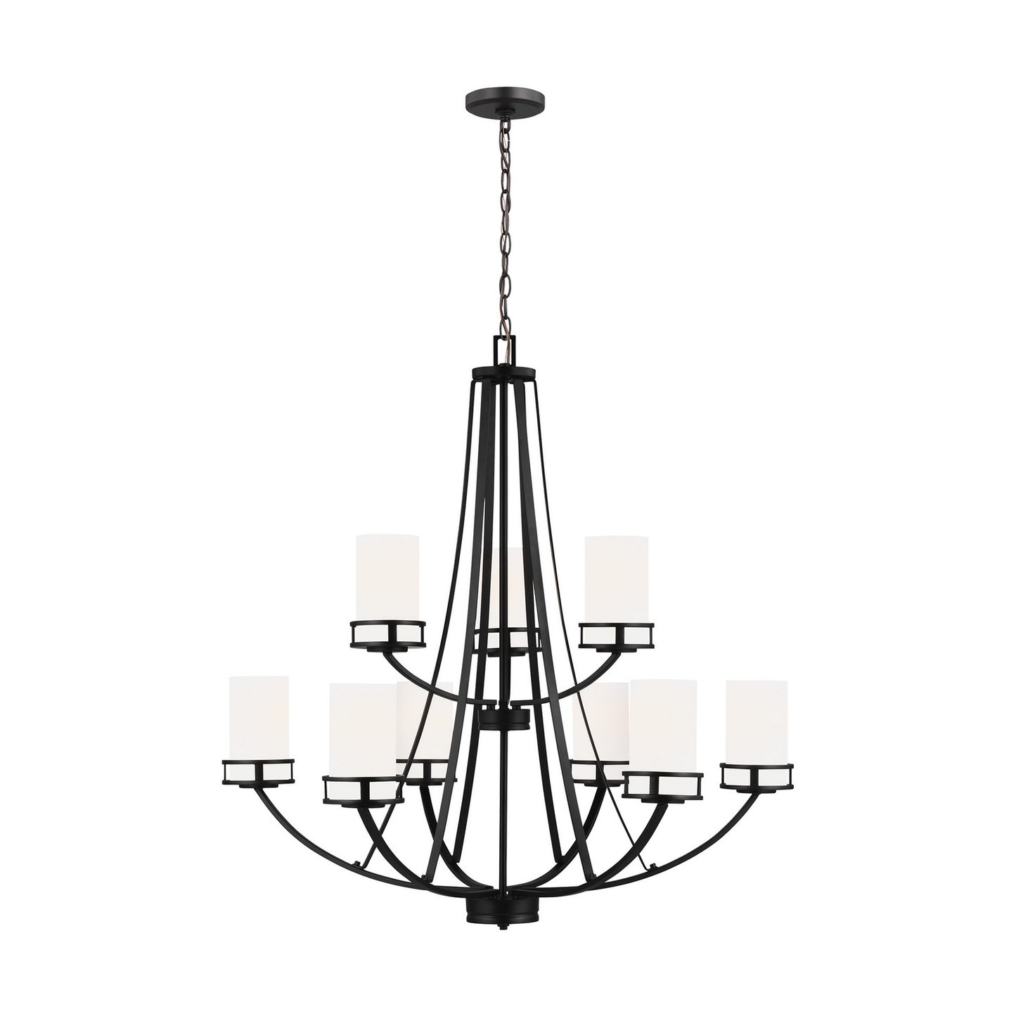 Robie Nine Light Chandelier in Midnight Black