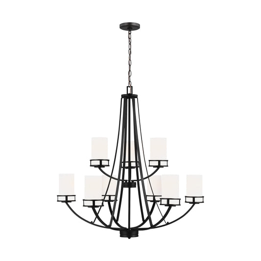 Robie Nine Light Chandelier in Midnight Black