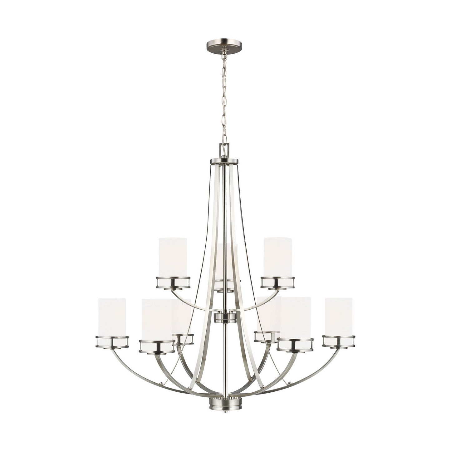 Robie Nine Light Chandelier in Brushed Nickel