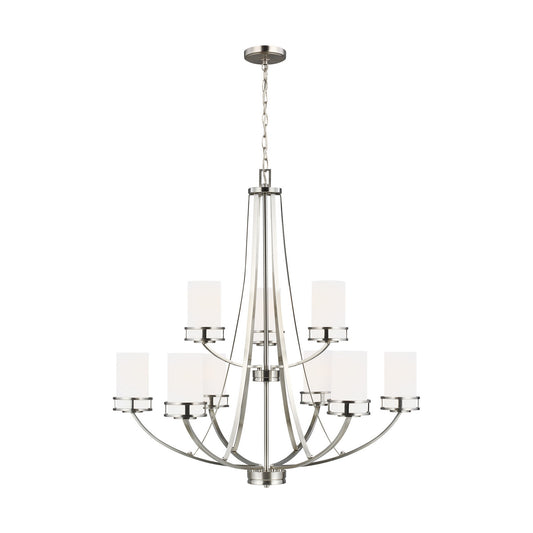 Robie Nine Light Chandelier in Brushed Nickel