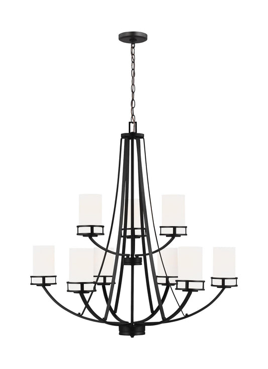 Robie Nine Light Chandelier in Midnight Black