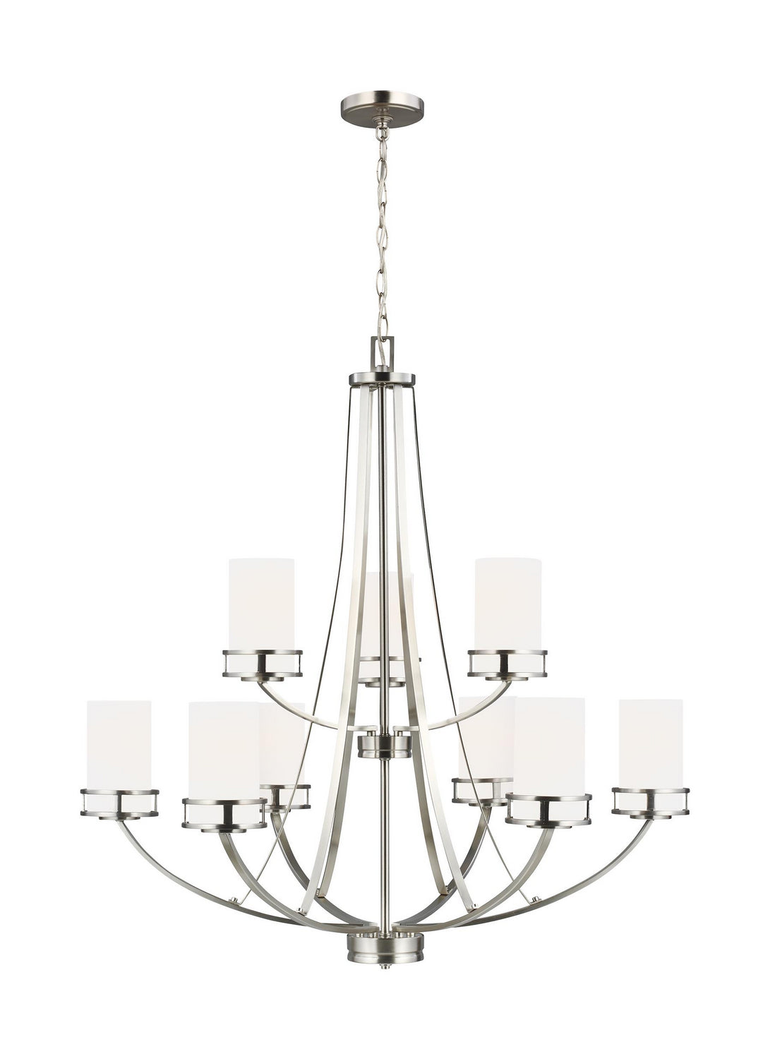 Robie Nine Light Chandelier in Brushed Nickel