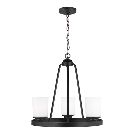 Kemal Three Light Chandelier in Midnight Black