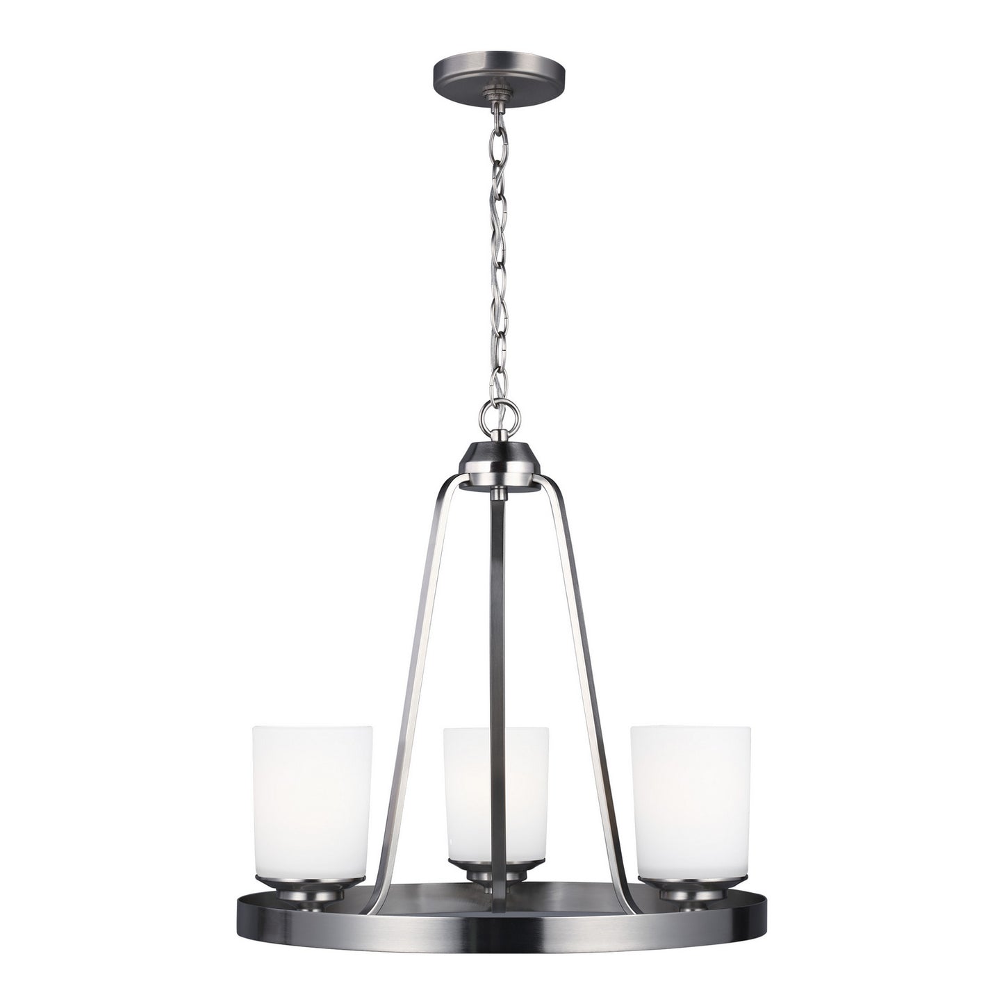 Kemal Three Light Chandelier in Brushed Nickel