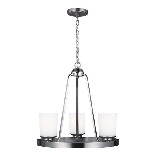 Kemal Three Light Chandelier in Brushed Nickel