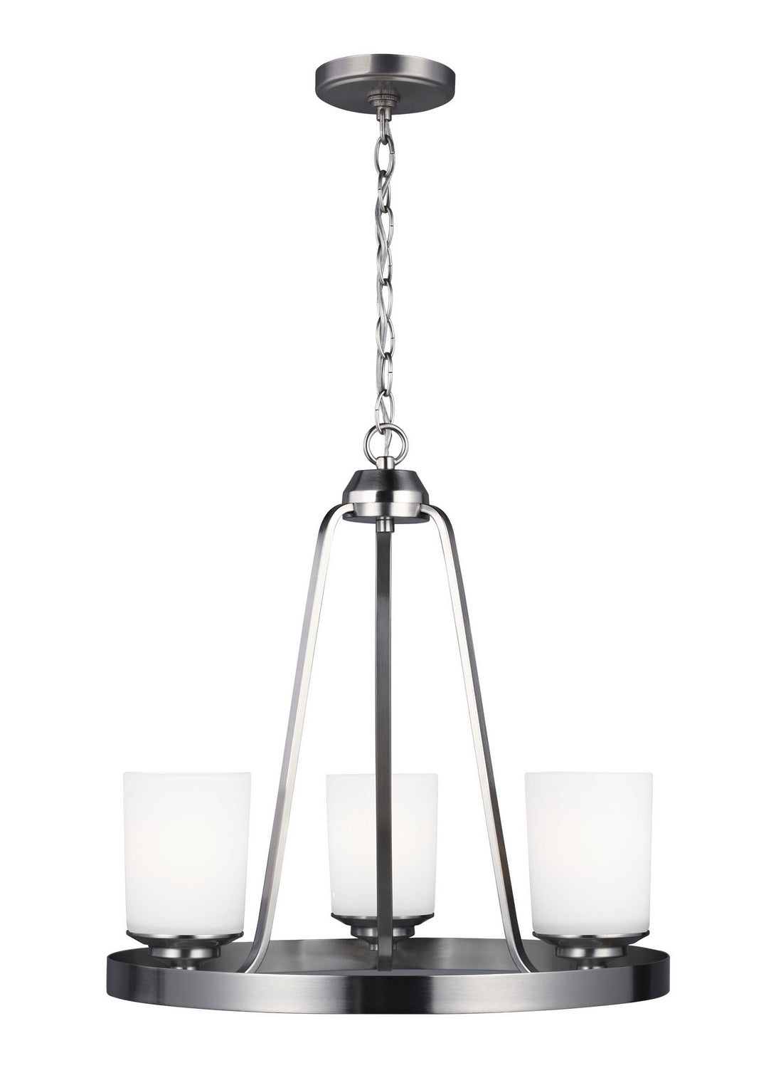 Kemal Three Light Chandelier in Brushed Nickel