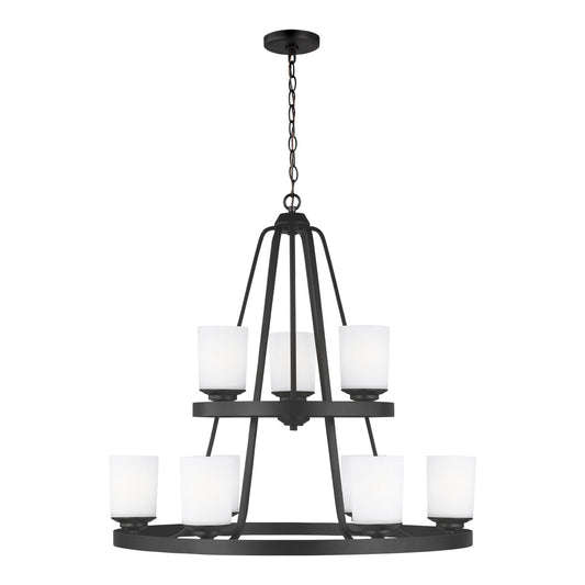 Kemal Nine Light Chandelier in Midnight Black