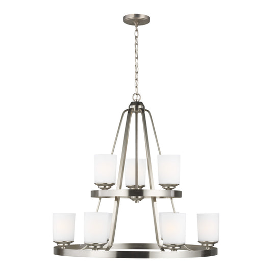 Kemal Nine Light Chandelier in Brushed Nickel