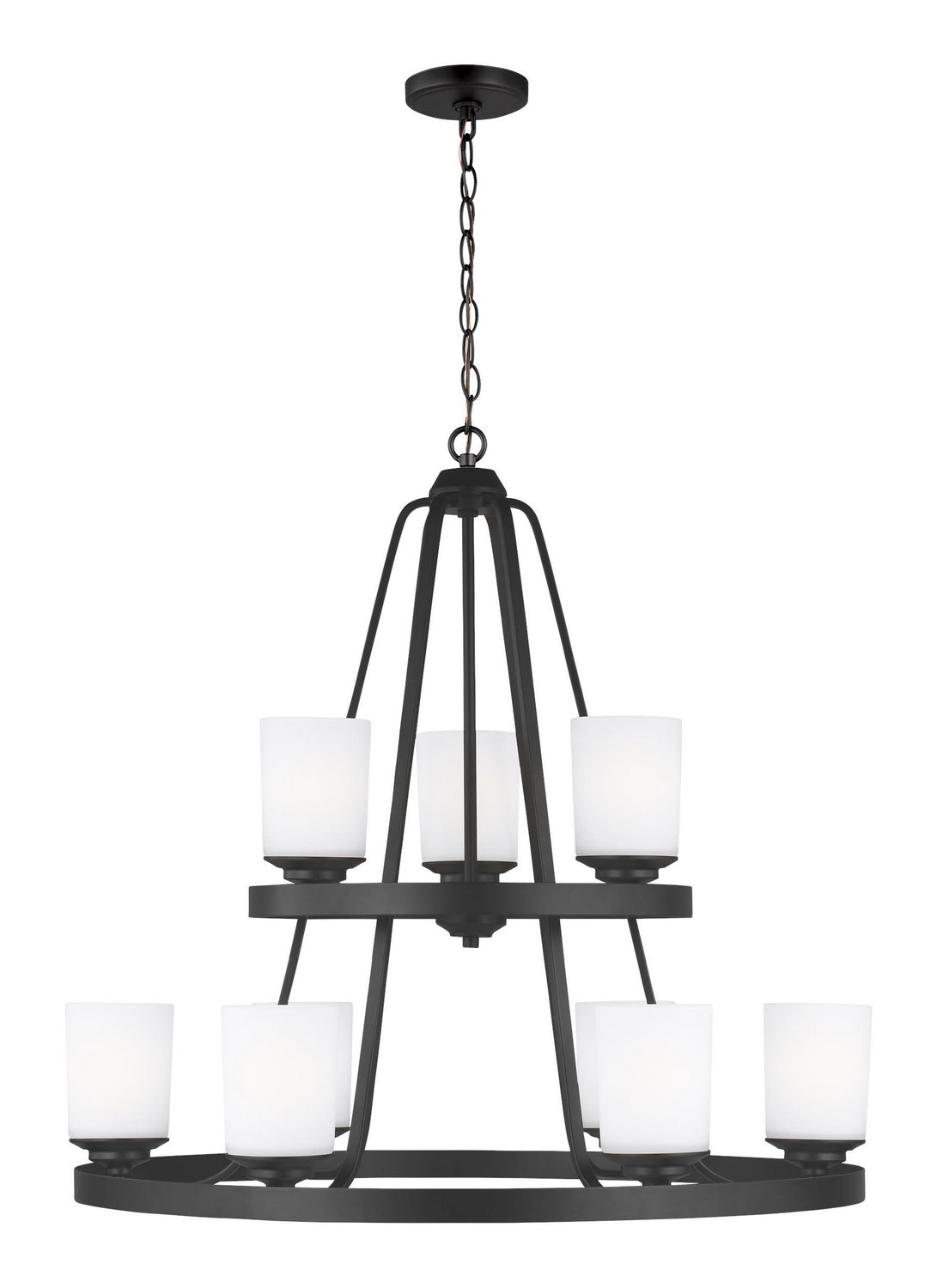 Kemal Nine Light Chandelier in Midnight Black