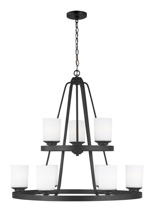 Kemal Nine Light Chandelier in Midnight Black