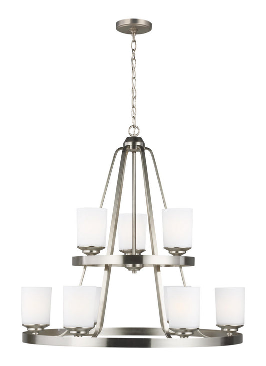 Kemal Nine Light Chandelier in Brushed Nickel