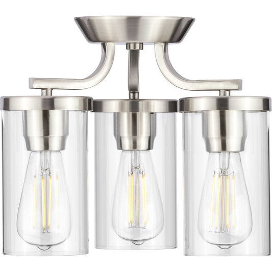 Lassiter Three Light Semi Flush Mount in Brushed Nickel