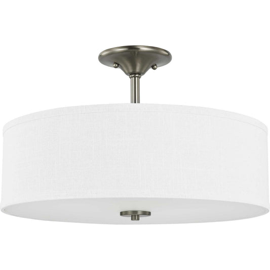 Progress Lighting - P350167-009 - Three Light Semi Flush Mount - Inspire - Brushed Nickel