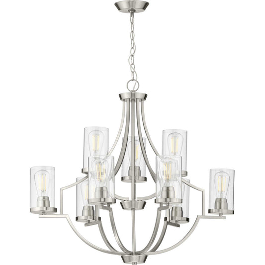 Lassiter Nine Light Chandelier in Brushed Nickel