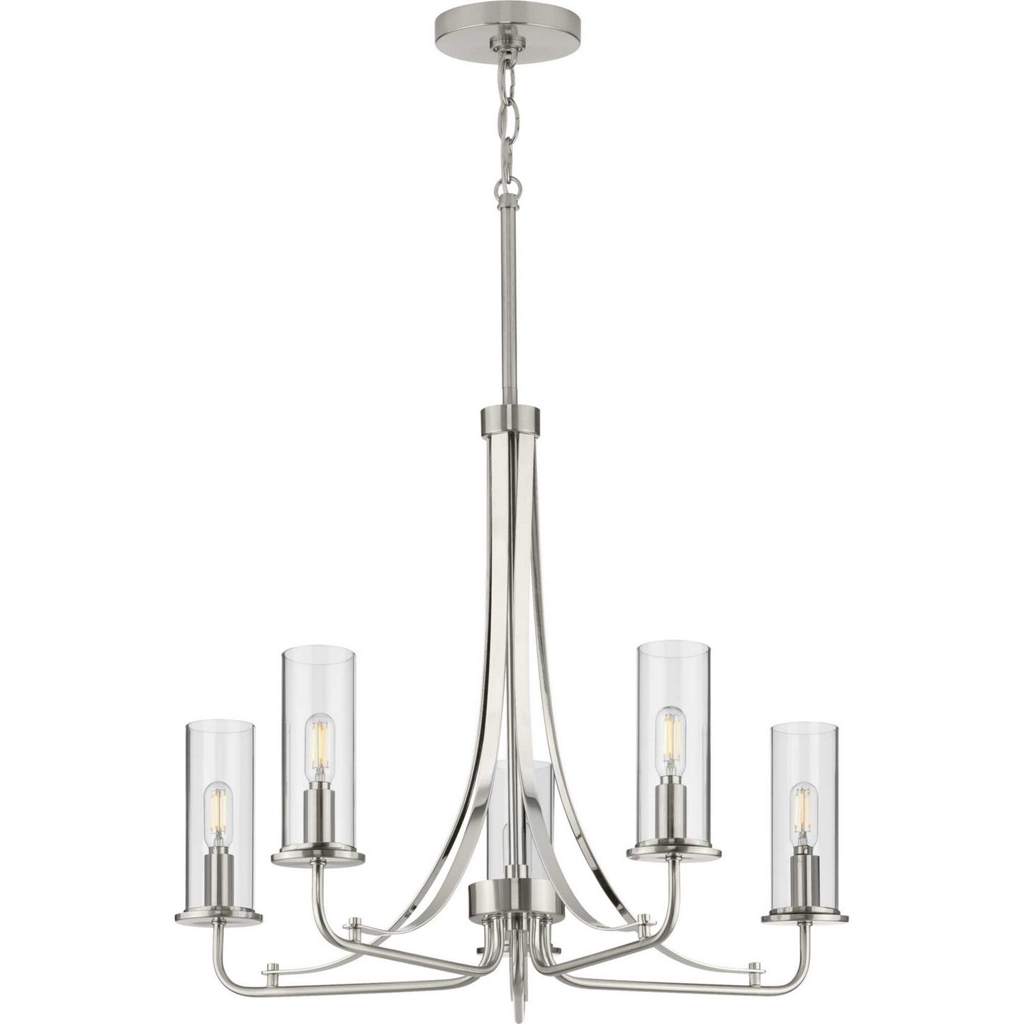 Riley Five Light Chandelier in Brushed Nickel