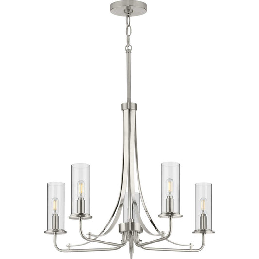 Riley Five Light Chandelier in Brushed Nickel