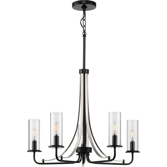 Riley Five Light Chandelier in Black