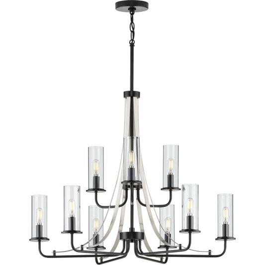 Riley Nine Light Chandelier in Black