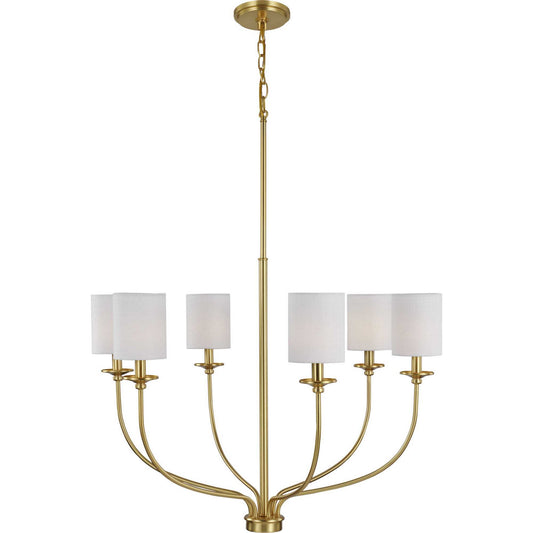 Bonita Six Light Foyer Chandelier in Satin Brass