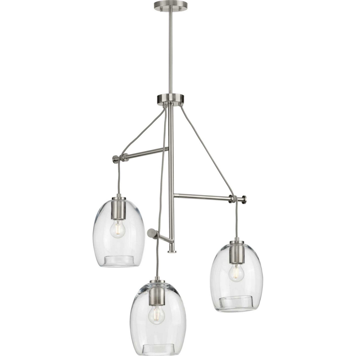 Caisson Three Light Pendant in Brushed Nickel