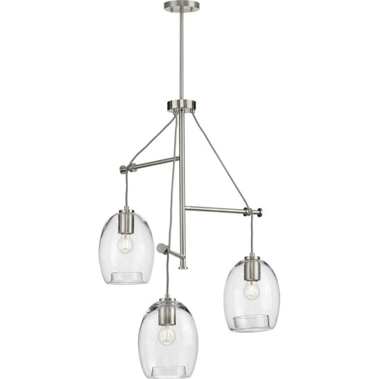 Caisson Three Light Pendant in Brushed Nickel
