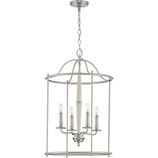 Durrell Four Light Foyer Pendant in Brushed Nickel