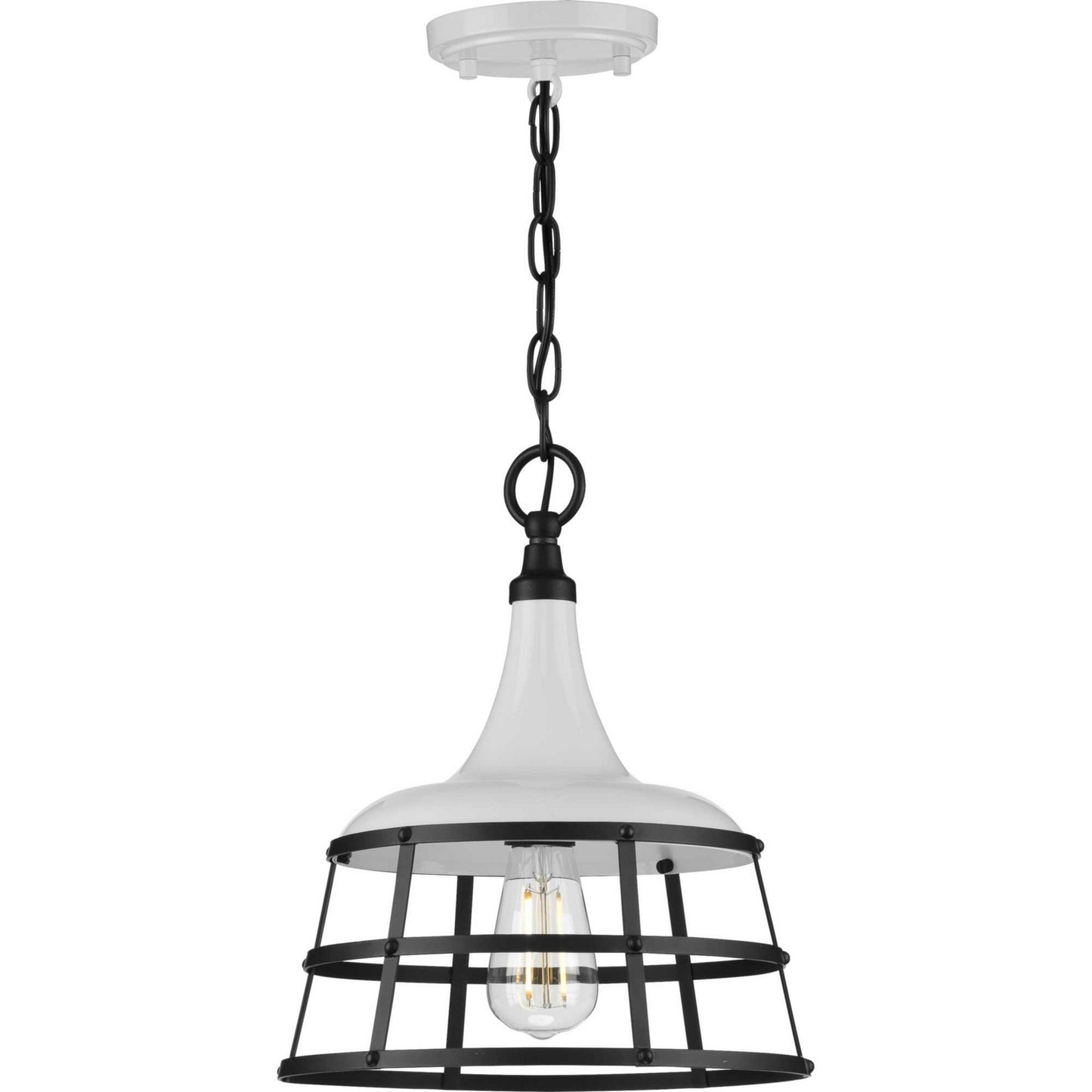 Bastille One Light Pendant in White