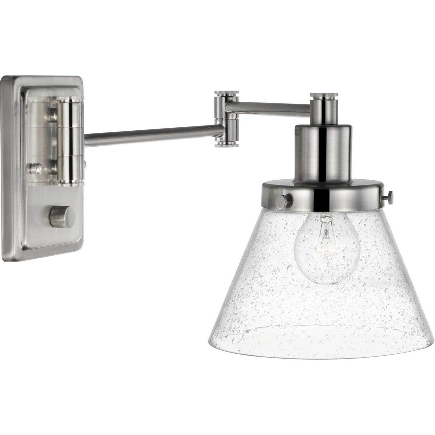 Hinton One Light Swing Arm Wall Lamp in Brushed Nickel